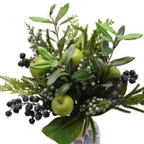 Faux Christmas Foliage Vase with Olives & Apples 46cm - Green