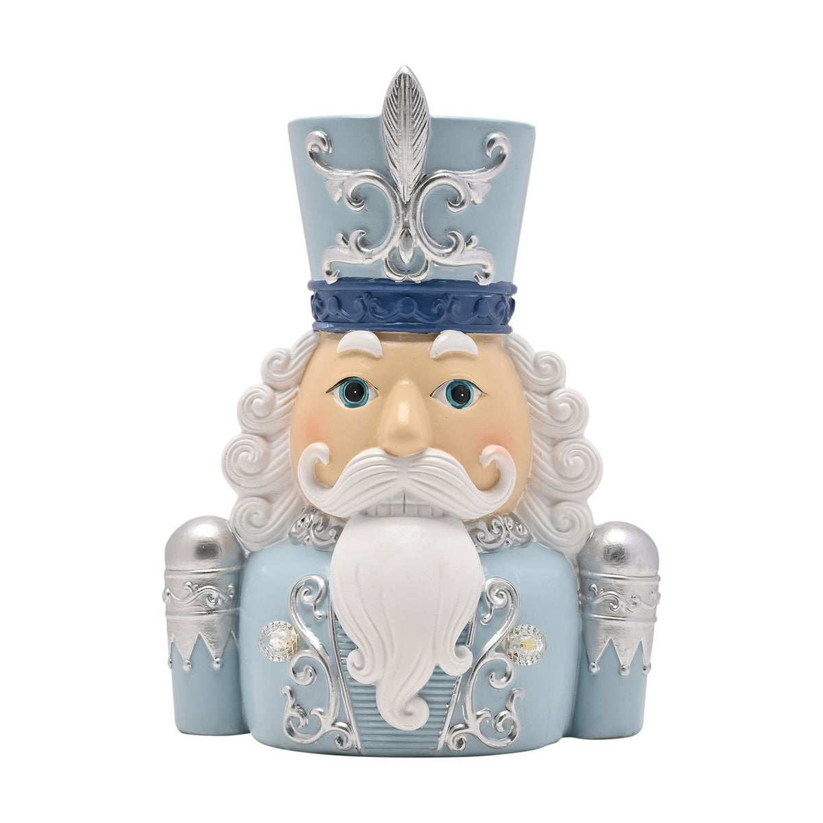 Nutcracker Bust Resin Light-Up Decoration - Blue & White