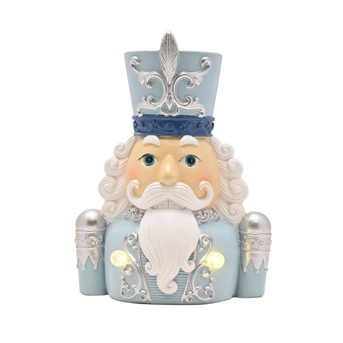 Nutcracker Bust Resin Light-Up Decoration - Blue & White