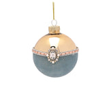Set of 3 Ornate Glass Christmas Tree Decorations - Blue & Gold
