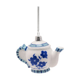 Set of 2 Hanging Glass Christmas Tree Decorations - White & Blue