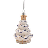 Set of 2 Hanging Glass Christmas Tree Decorations - White & Blue