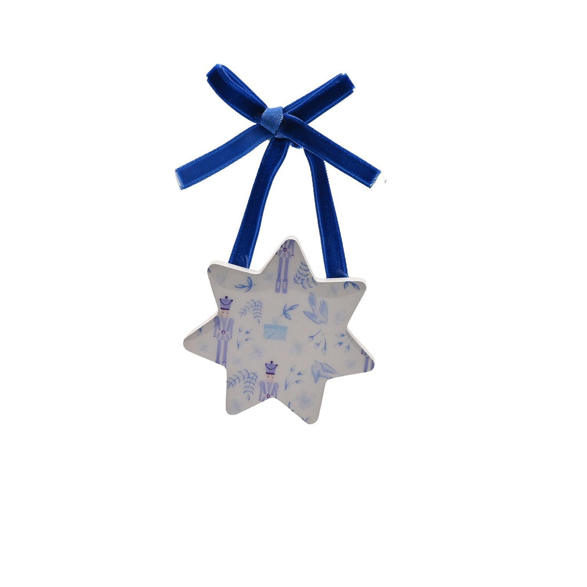 Set of 3 Nutcracker and Dove Christmas Tree Decorations - Blue