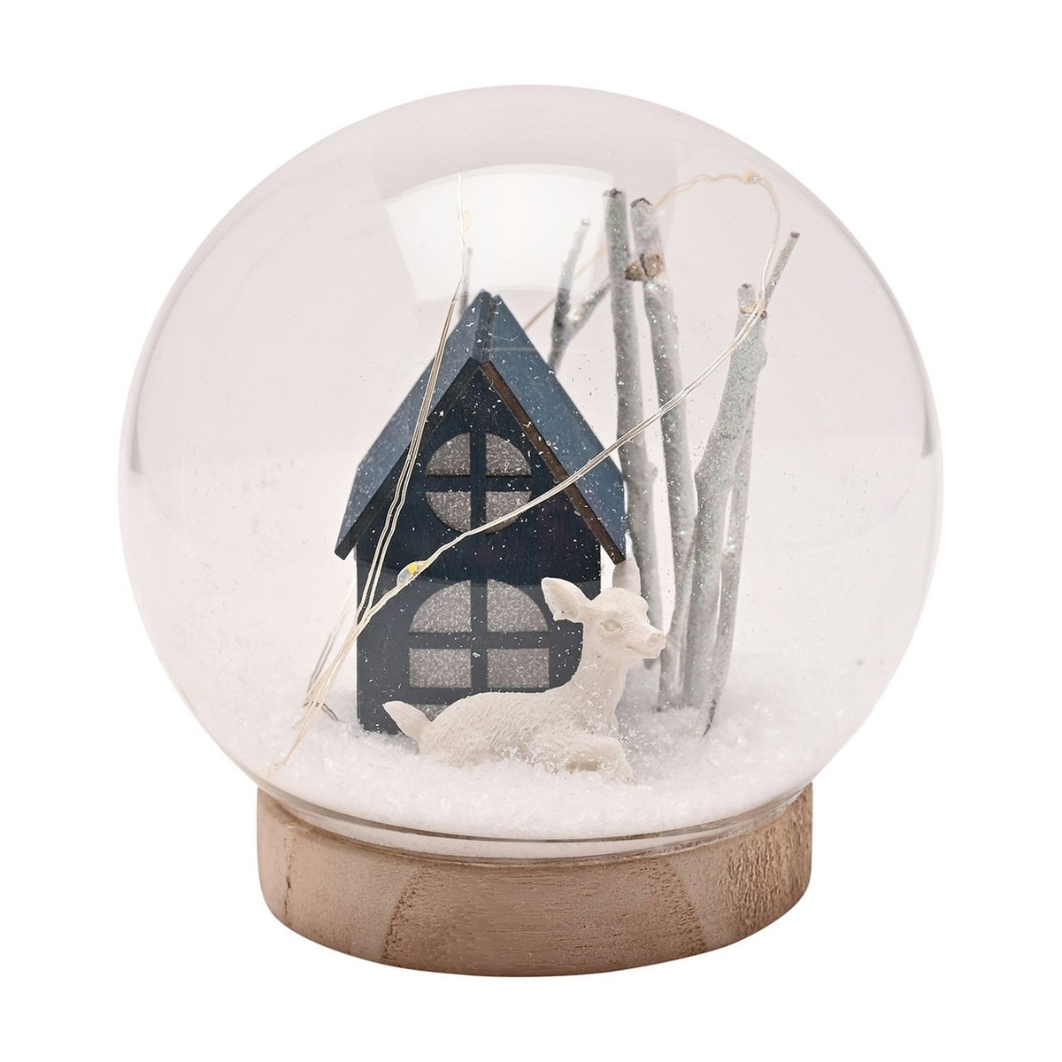 House and Deer Dome LED Plastic Light-Up Decoration - Clear