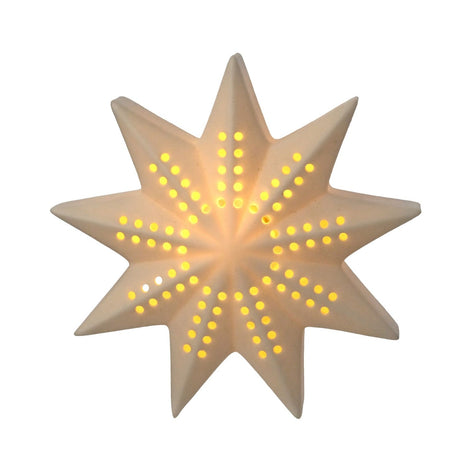 Nine-Point Ceramic LED Light Up Star Decoration - White