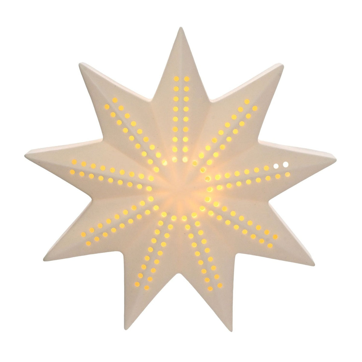 Nine-Point Ceramic LED Light Up Star Decoration - White