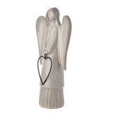 Angel Holding Heart Ceramic Christmas Decoration 29cm - Grey