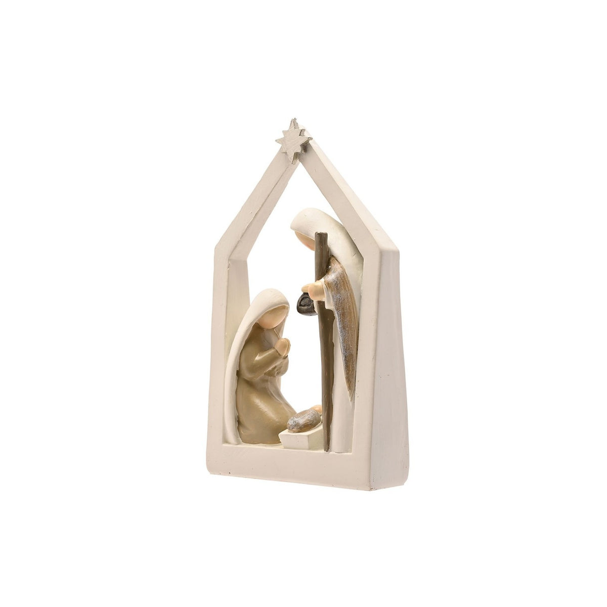 Star-Topped Shepherd Nativity Scene Ornament - Off White