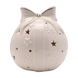 Bow Bauble LED Porcelain Light-Up Decoration 15cm - White