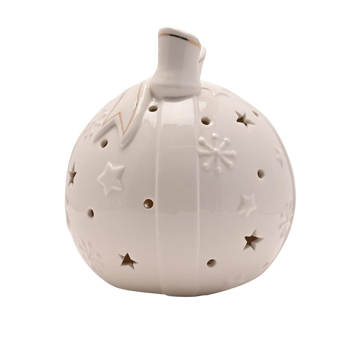 Bow Bauble LED Porcelain Light-Up Decoration 15cm - White