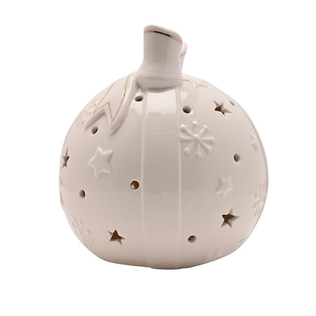 Bow Bauble LED Porcelain Light-Up Decoration 15cm - White