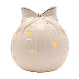 Bow Bauble LED Porcelain Light-Up Decoration 15cm - White