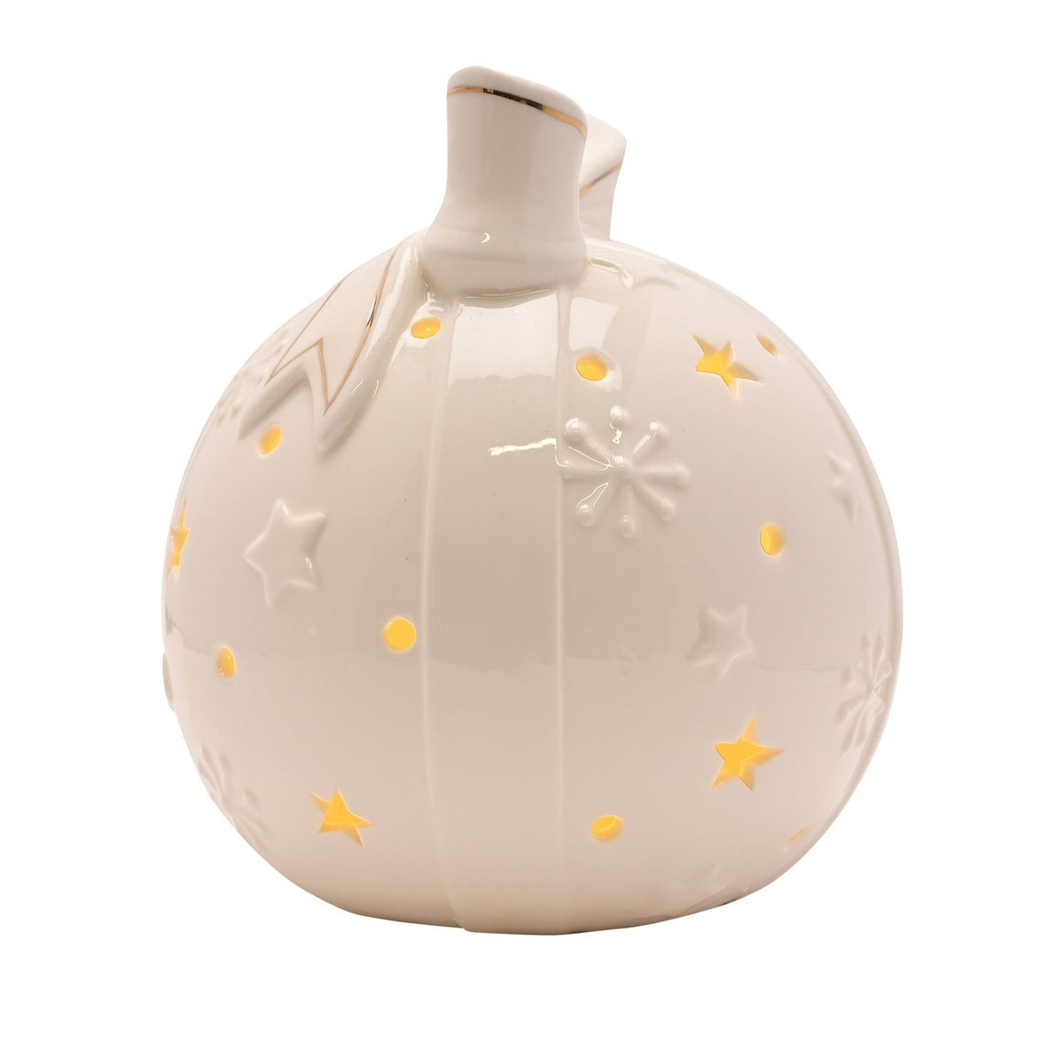 Bow Bauble LED Porcelain Light-Up Decoration 15cm - White