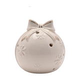 Bow Bauble LED Porcelain Light-Up Decoration 10cm - White