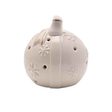 Bow Bauble LED Porcelain Light-Up Decoration 10cm - White