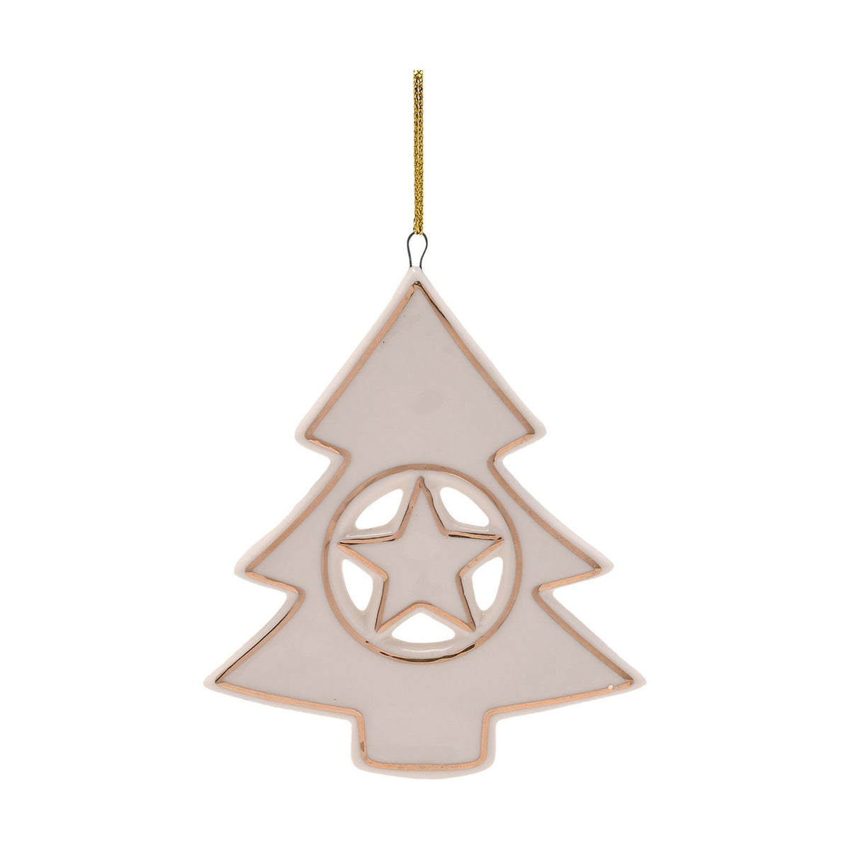 Hanging Porcelain Star Inside Christmas Tree Decoration - White