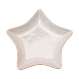 Star-shaped stoneware plate, 13cm, with raised edges, pale grey speckled glaze, and a natural beige rim, shown on a plain white background.