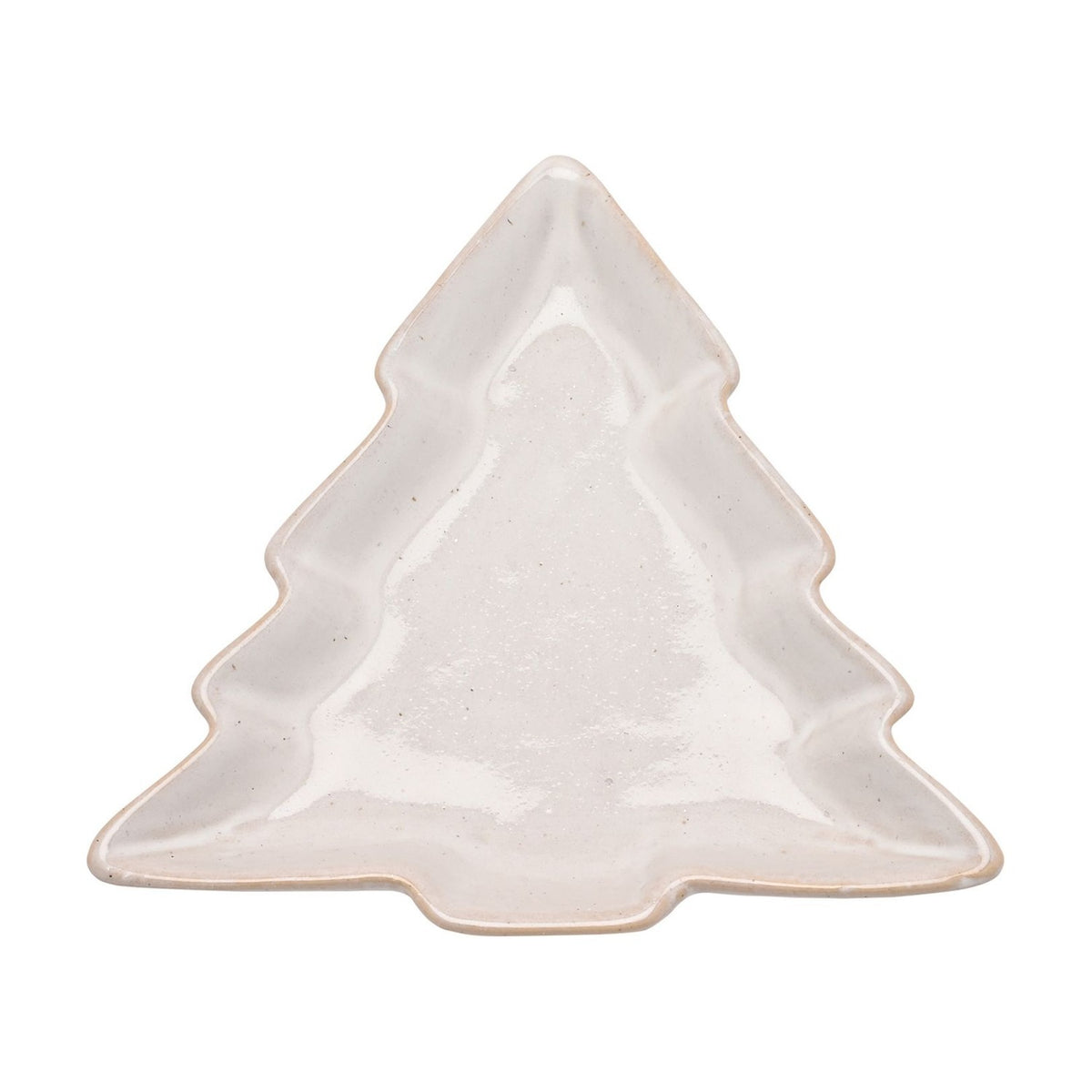 Speckled Christmas Tree Stoneware Plate 16cm - Off White