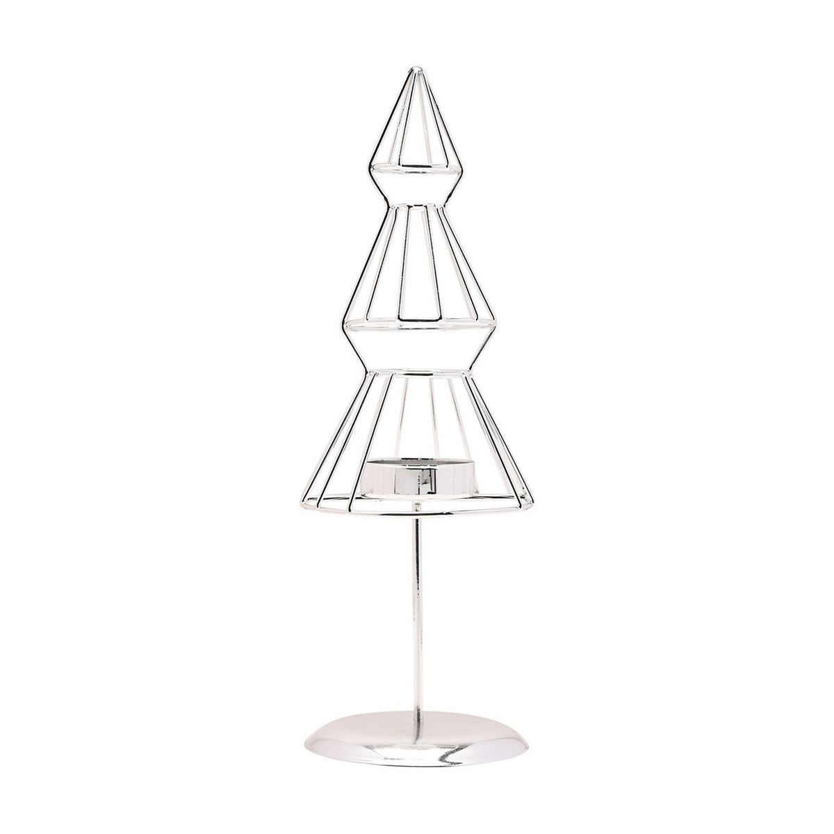 Wire Christmas Tree Tealight Candle Holder 25cm - Silver