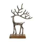 Christmas Reindeer Metal Ornament with Base 26.4cm - Silver