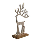 Christmas Reindeer Metal Ornament with Base 26.4cm - Silver