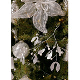 Small Hanging Mistletoe Decoration with Ivory Beads - Silver