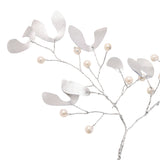 Small Hanging Mistletoe Decoration with Ivory Beads - Silver
