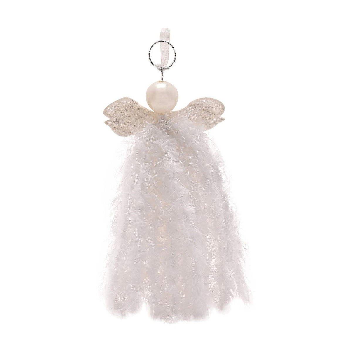Glitter Wing Angel Hanging Christmas Tree Decoration - White
