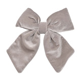 Velvet Bow Christmas Ornament with Clip 14x16cm - Light Grey