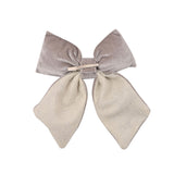 Velvet Bow Christmas Ornament with Clip 14x16cm - Light Grey