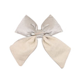 Clip-on Velvet Bow Christmas Tree Decoration 14x16cm - Grey