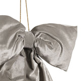 Velvet Bow Hanger Christmas Tree Decoration with Gold Cord - Grey