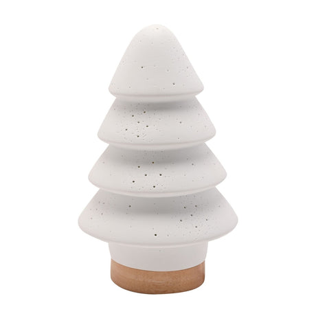 Christmas Tree Porcelain Table Lamp with Cut-Outs - White