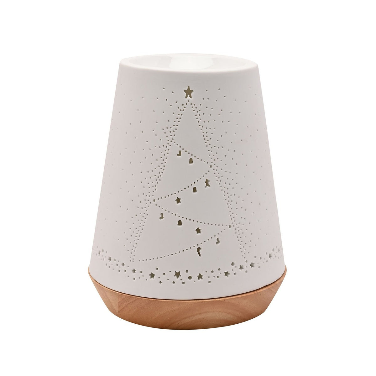 Christmas Tree Porcelain Aroma Table Lamp 17.5cm - White