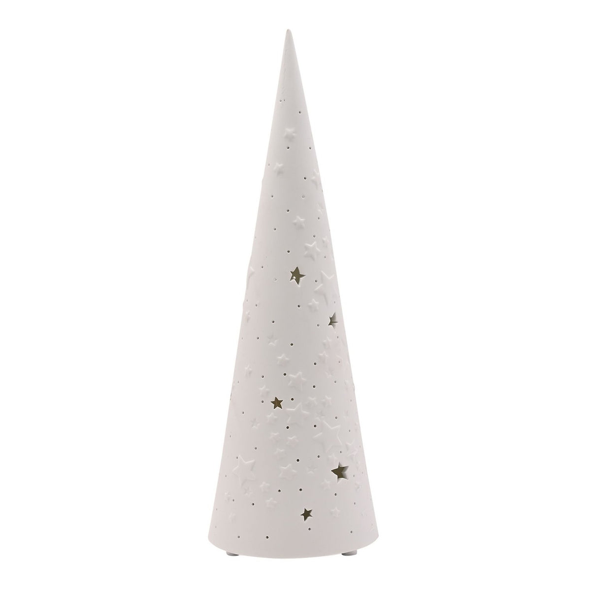 Star Cut-Out Christmas Tree Porcelain Table Lamp - White