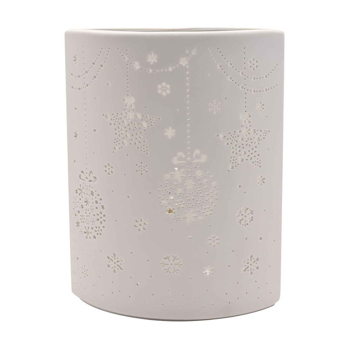 Christmas Star and Bauble Porcelain Table Lamp 23cm - White
