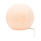 Porcelain Ball Table Lamp with Snowflake Design - White
