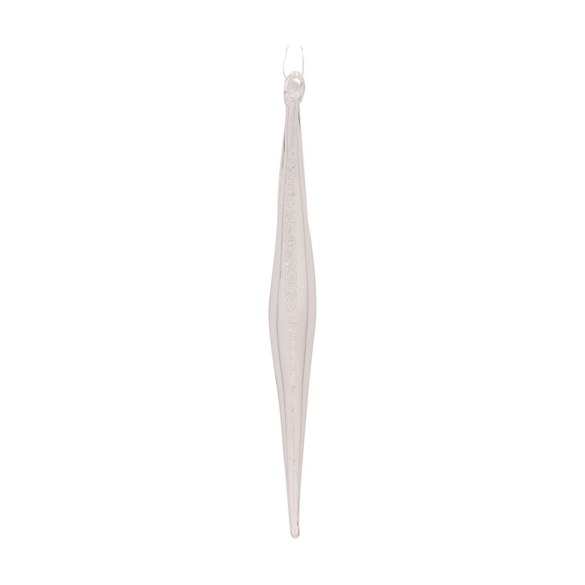 Set of 6 Glass Icicle Hanging Christmas Tree Decorations - Clear