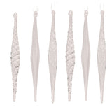 Set of 6 Glass Icicle Hanging Christmas Tree Decorations - Clear