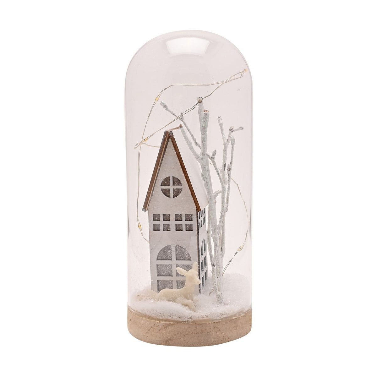 Christmas House & Snow LED Glass Light-Up Decoration 21cm - Clear