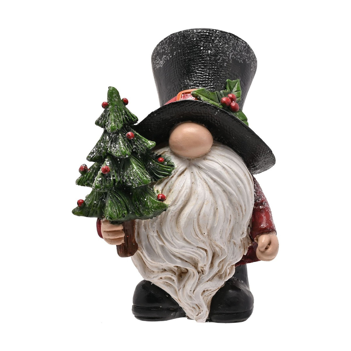 Top Hat Gonk Resin Figurine with Mini Christmas Tree - Red