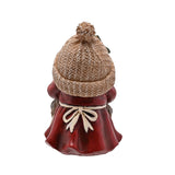 Christmas Knitted Hat Gonk Resin Figurine with Wreath - Red