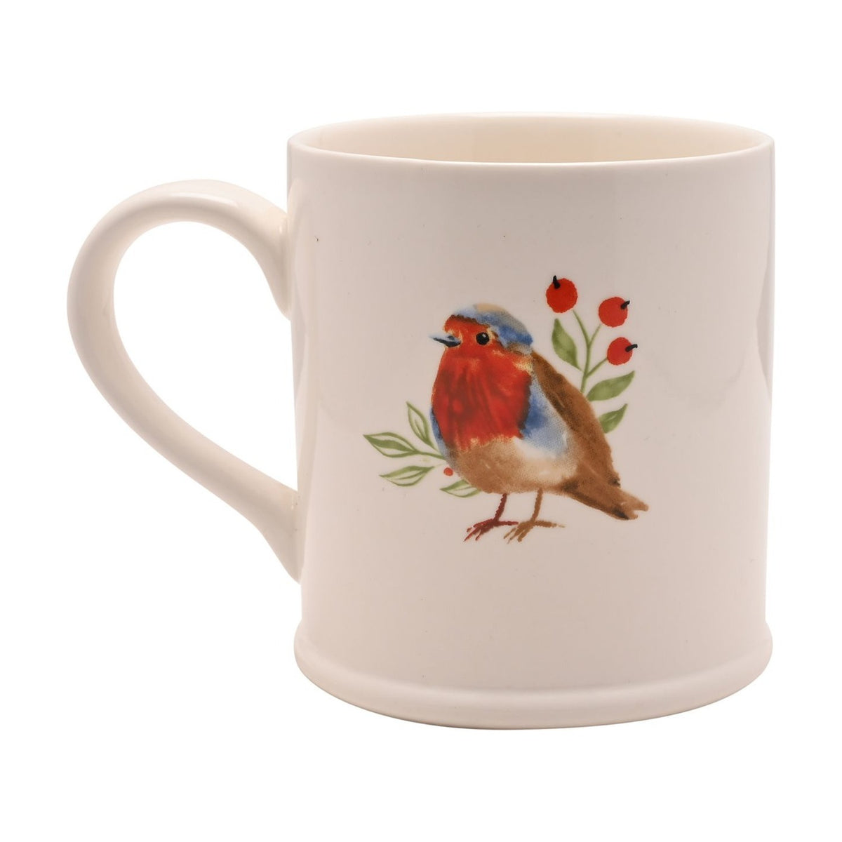 Grandma Robin and Berry Sprig Stoneware Mug 400ml - White