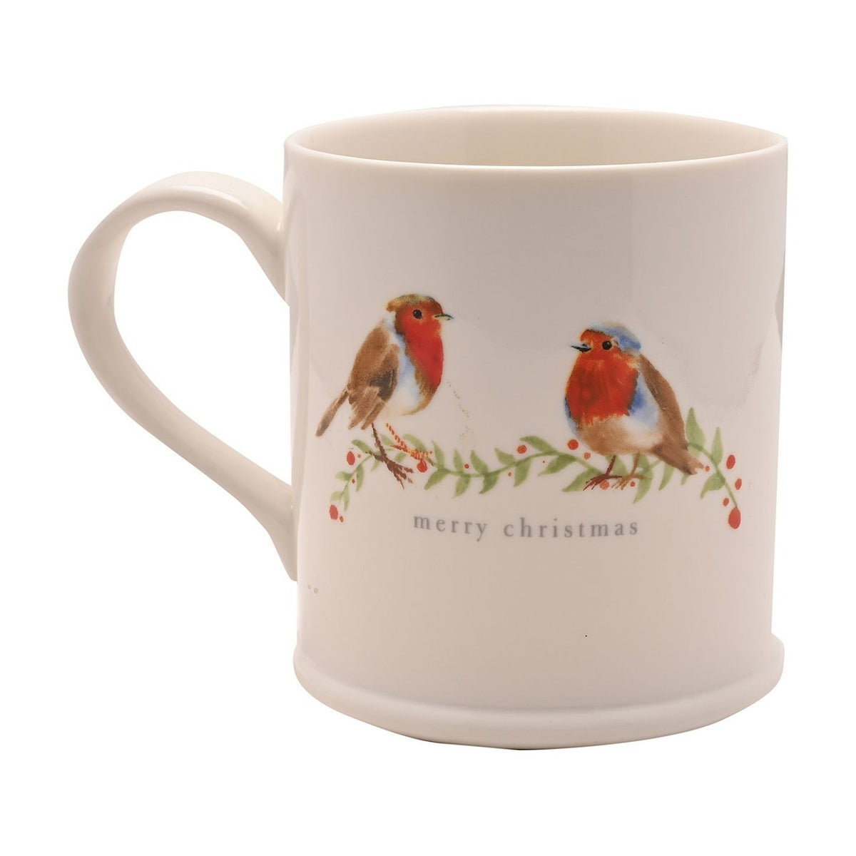 Two Robins Together Christmas Stoneware Mug 400ml - White