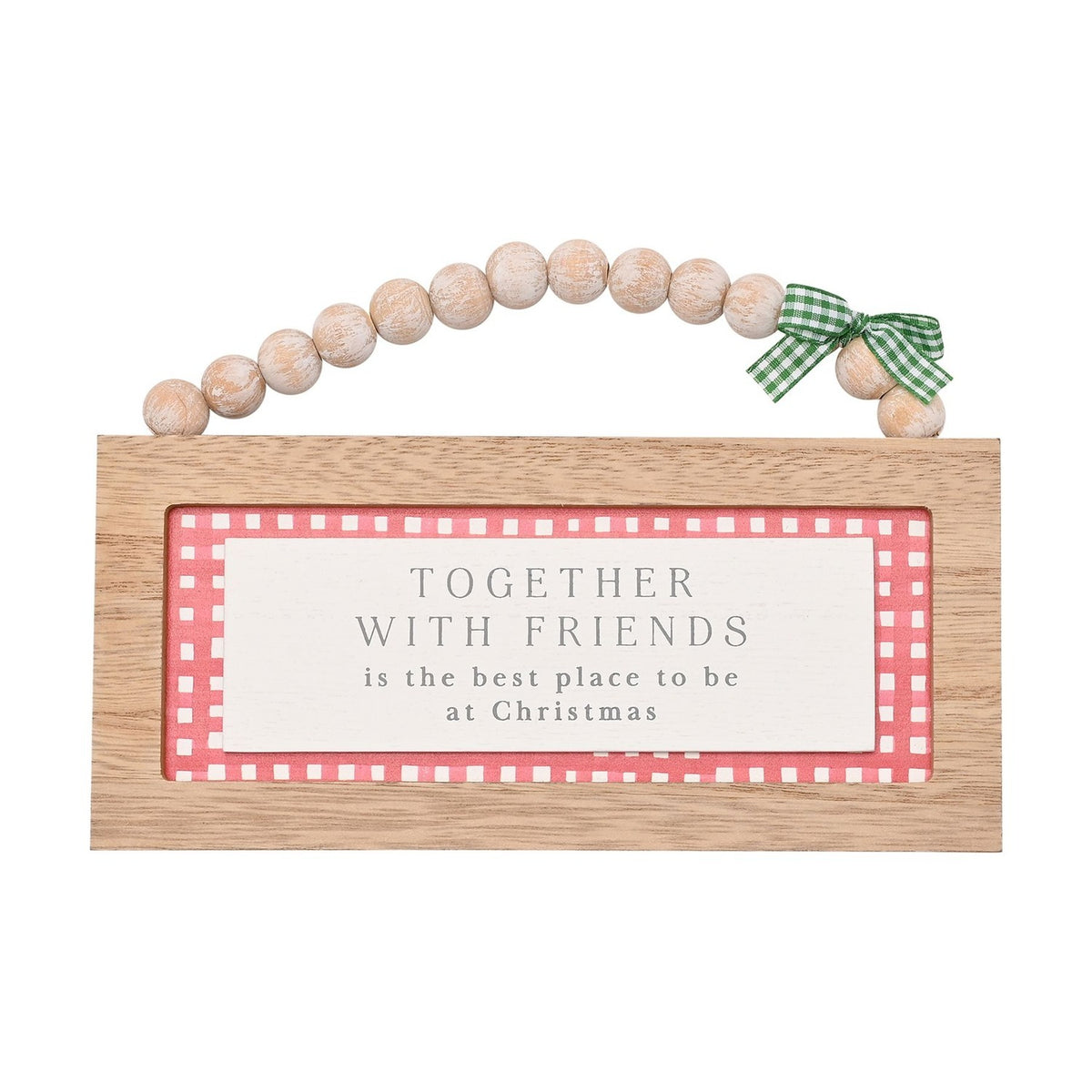 Together with Friends Beaded Hanging Christmas Plaque - Red