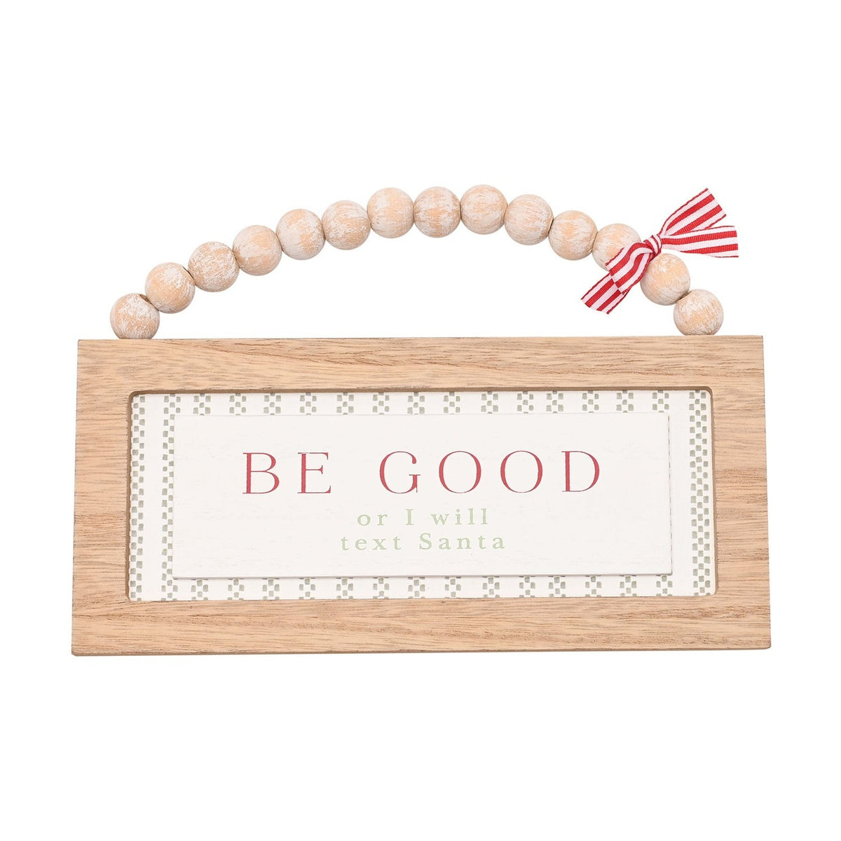 Be Good Rectangular Beaded Hanging Christmas Plaque - White
