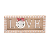 Love Bobble Wooden Mantel Plaque with Bell and Bow - White
