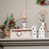 Love Bobble Wooden Mantel Plaque with Bell and Bow - White