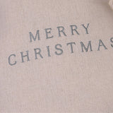 Tree 'Merry Christmas' Linen Cushion with Grey Text - Cream