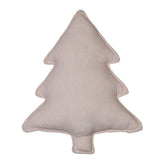 Tree 'Merry Christmas' Linen Cushion with Grey Text - Cream
